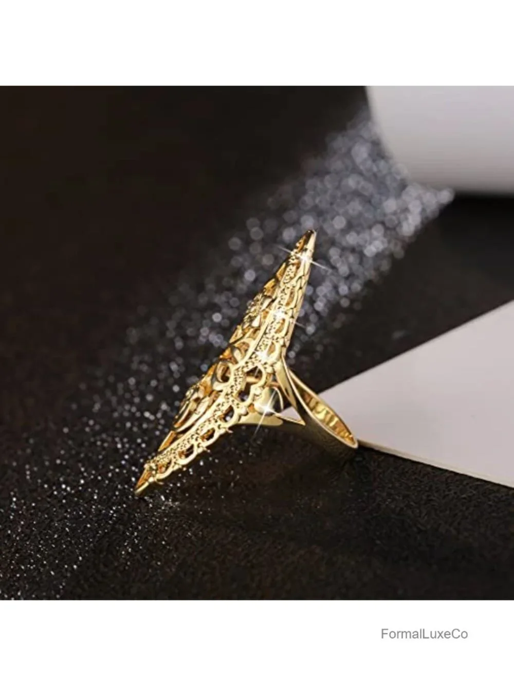 Women's Boho Full Finger Wide Band Statement Ring Gold Plated